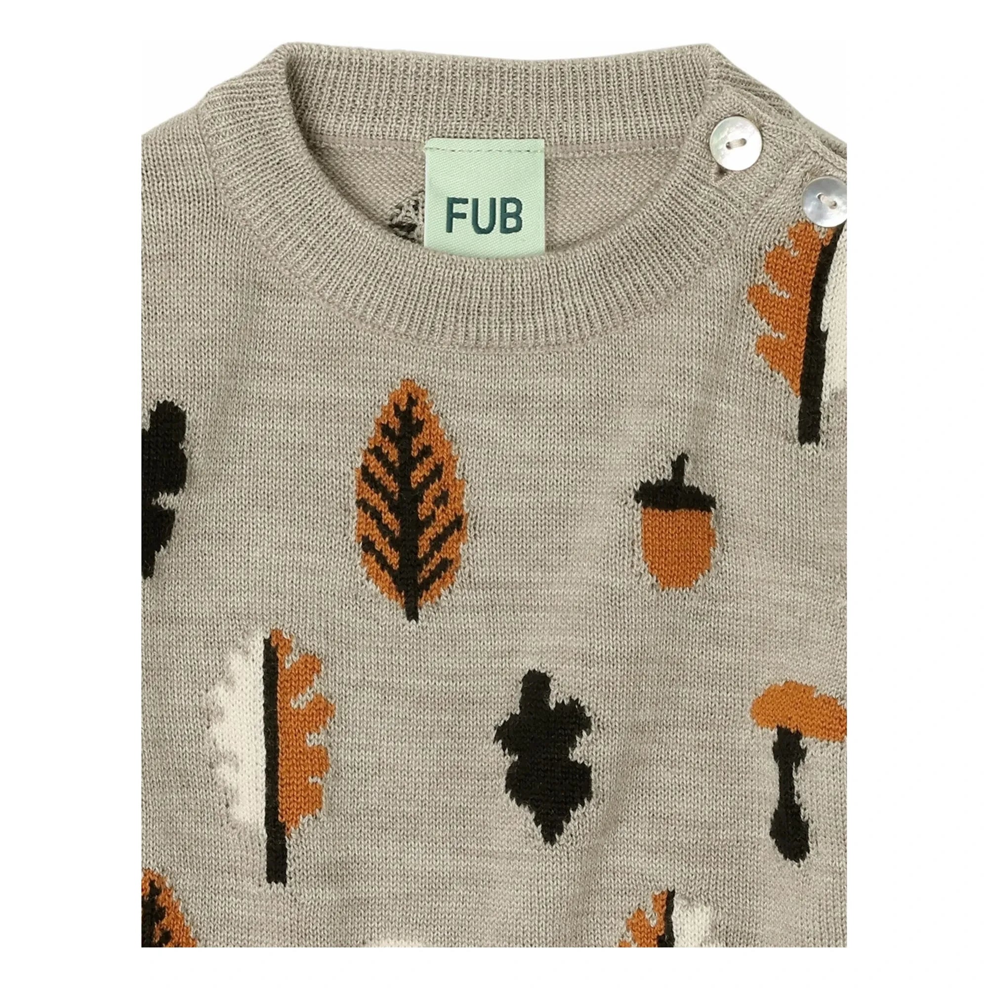 FUB - Jacquard Merino Wool Baby Sweater | Heather beige