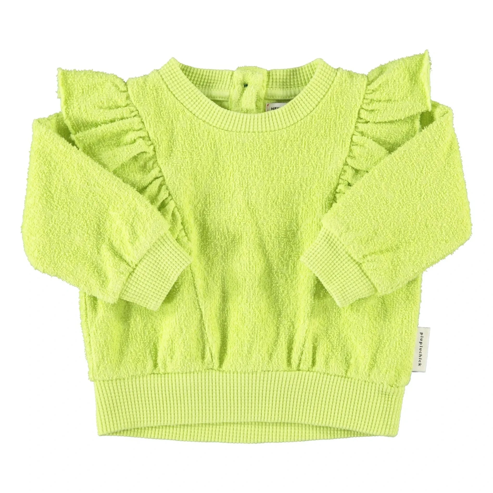 Piupiuchick - Flüoresan sarı | Organik pamuklu havlu rüfllü sweatshirt