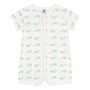 Petit Bateau - Whale Kombishort Pijama | Beyaz
