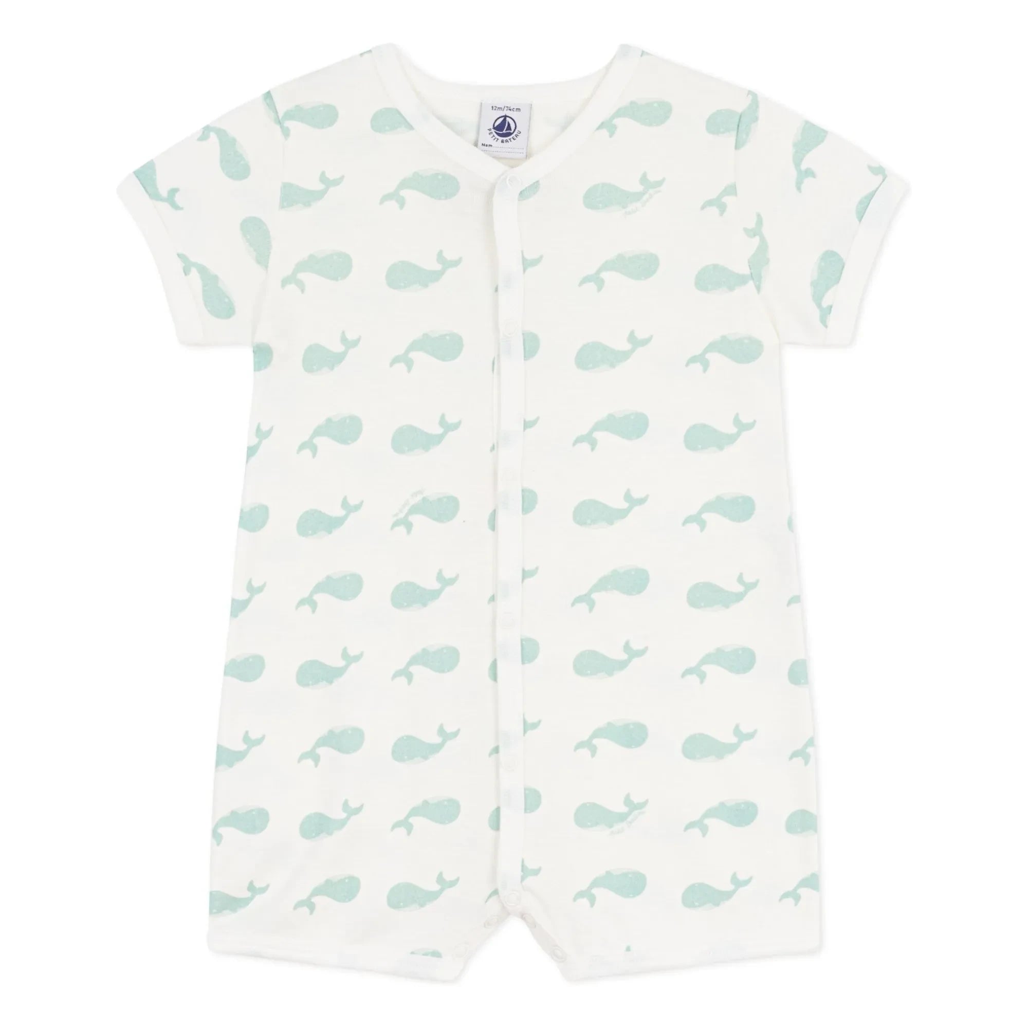 Petit Bateau - Whale Kombishort Pijama | Beyaz