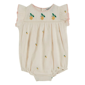 Emile et Ida - Overall mit Zitronenstickerei | Creme