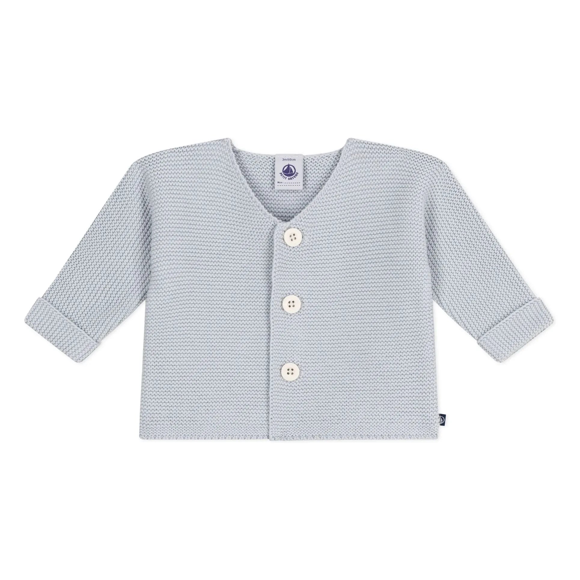 Petit Bateau - Organik Pamuk İnce Triko Hırka | Açık gri