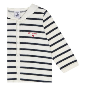 Petit Bateau - Pyjamas Dors Bien Marinière Organik Pamuk | Beyaz