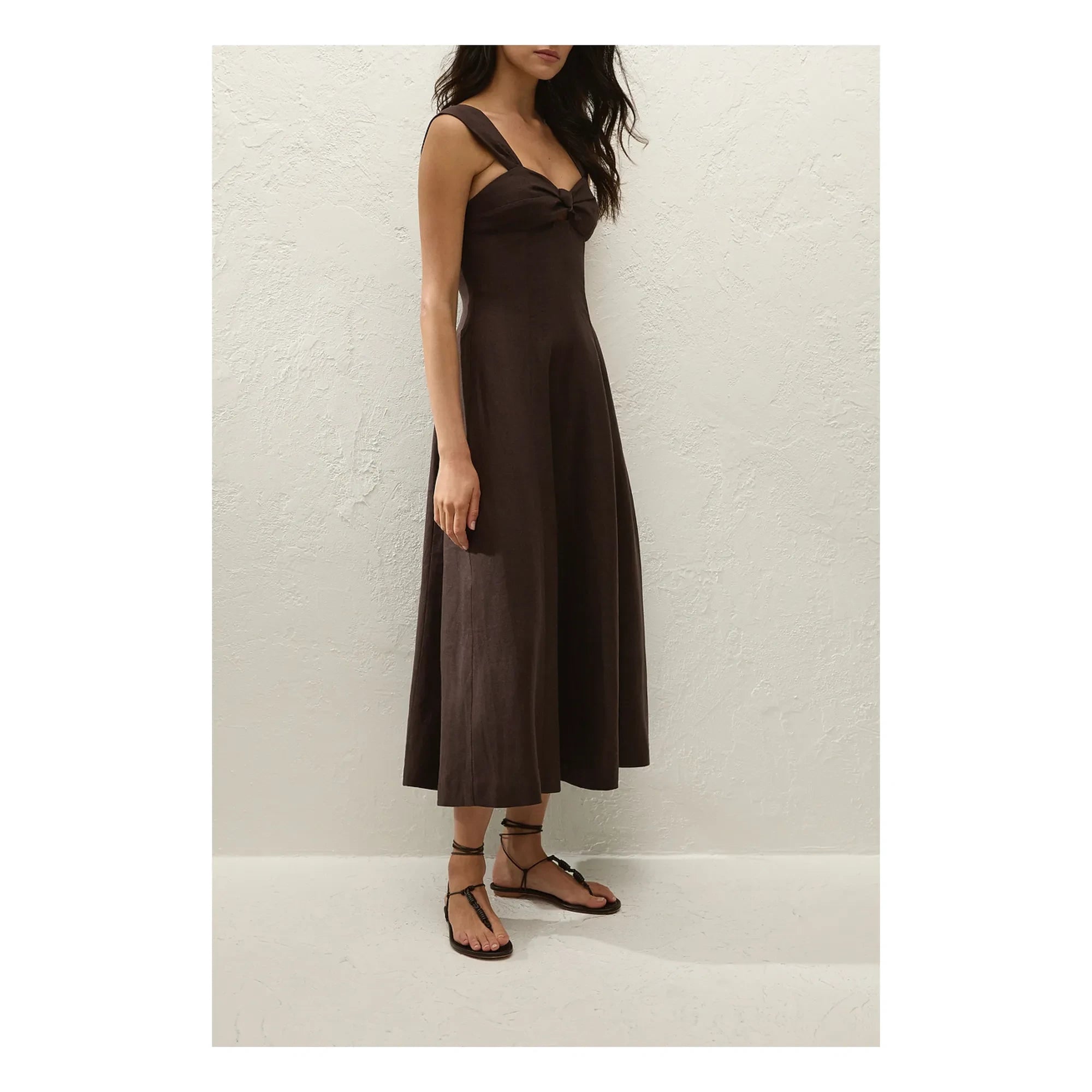 Faithfull the Brand - Pallida Leinen- und Baumwollkleid | Kaffee
