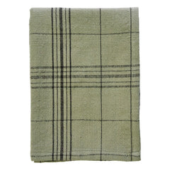 Madam Stoltz - Cotton Checkered Kitchen Towel | Olive Green