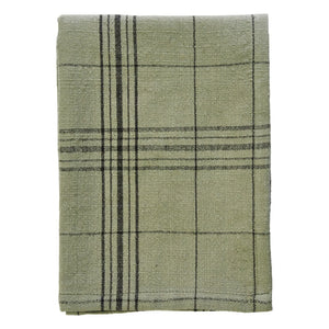 Madam Stoltz - Cotton Checkered Kitchen Towel | Olive Green