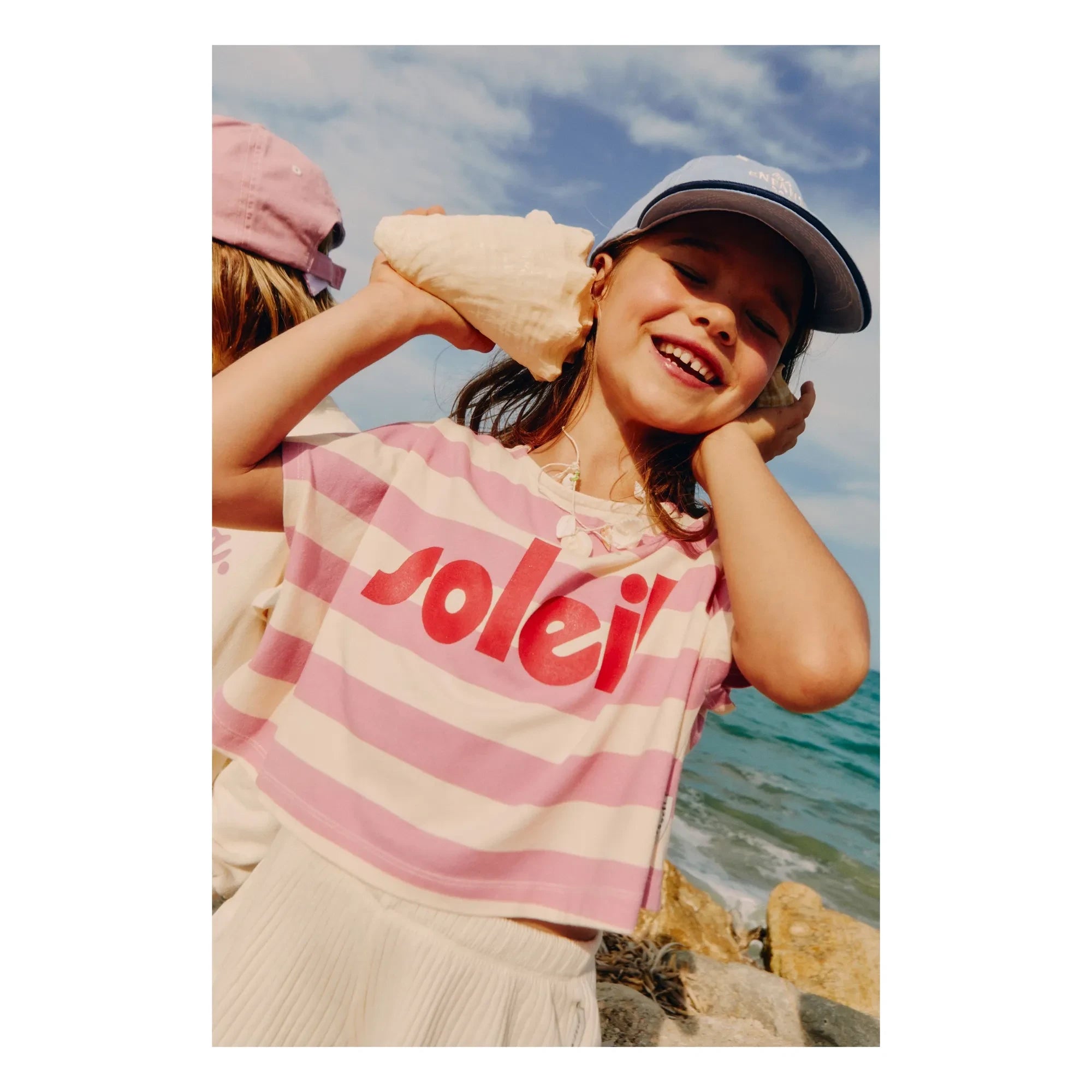 Mipounet - Gestreiftes T-Shirt aus Bio-Baumwolle Soleil | Rosa