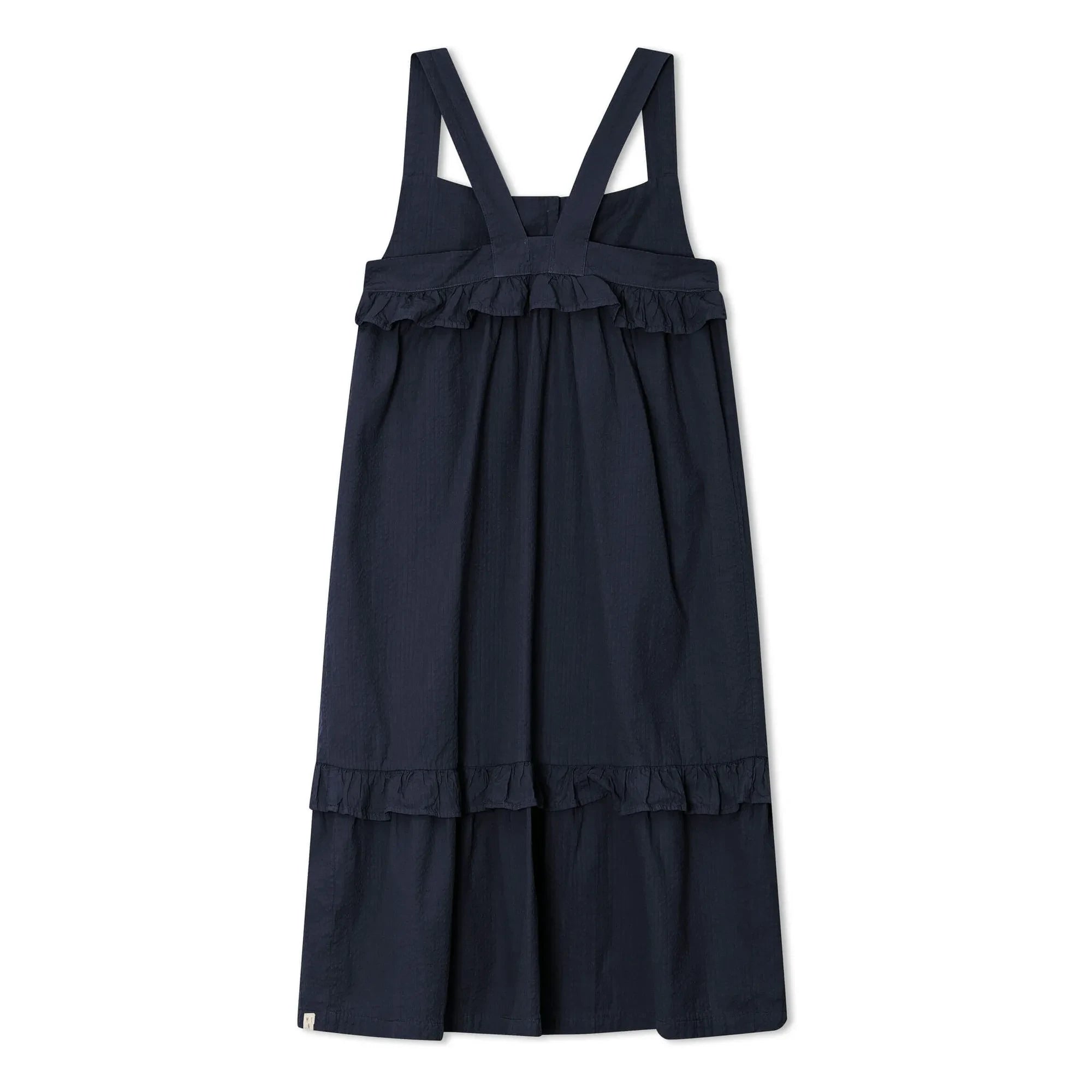Matona - Halb-langes Rüschenkleid Bio-Baumwolle | Marineblau