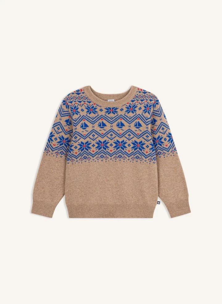 Petit Bateau - Jakarlı Yün Kazak | Bej