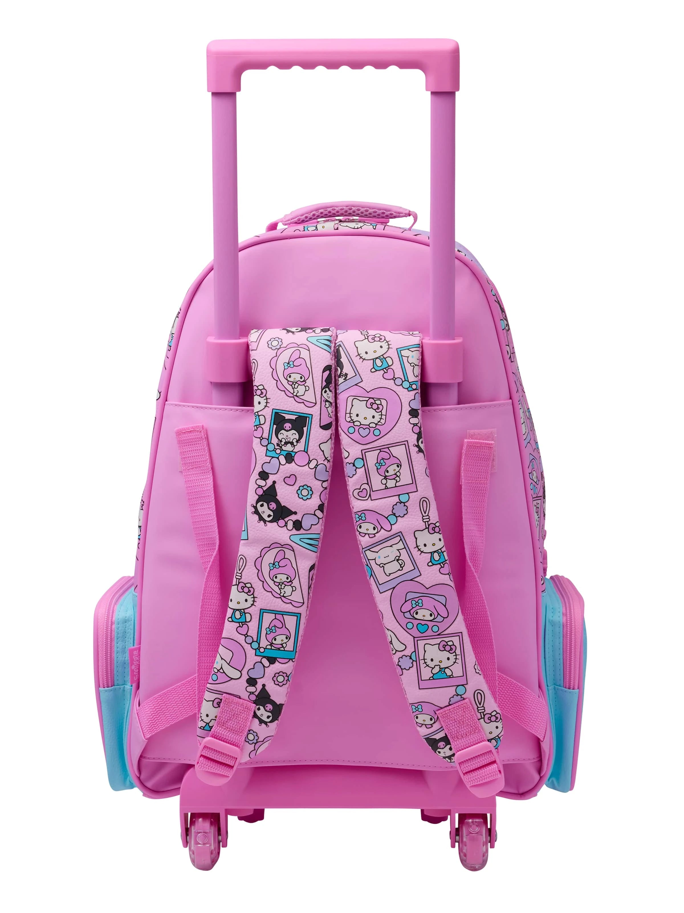 Smiggle - Hello Kitty ve Arkadaşları Işıklı Tekerlekli Sırt ve Çekçekli Çanta
