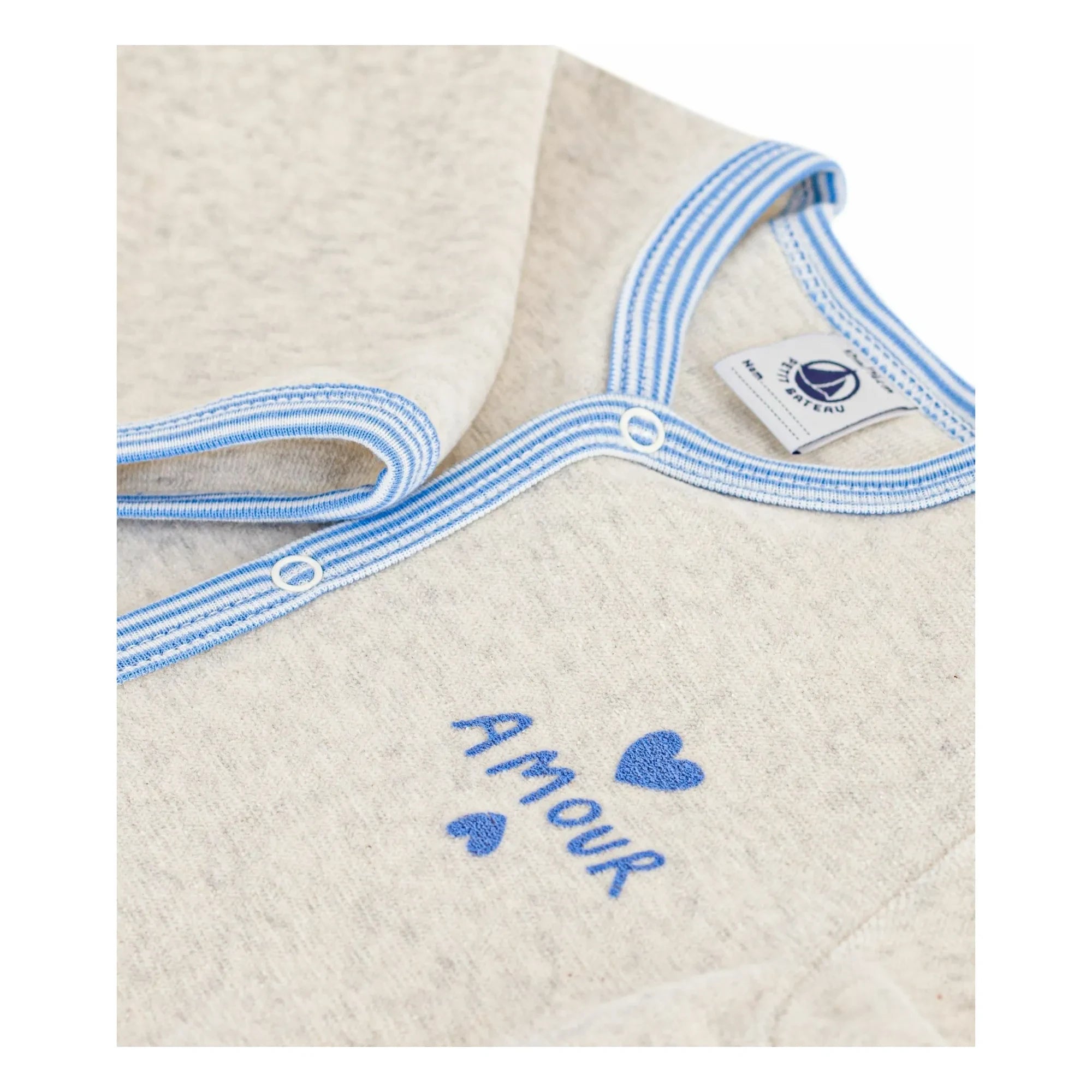Petit Bateau – Schlafanzug „Amour“ aus Bio-Baumwolle | Heather Beige