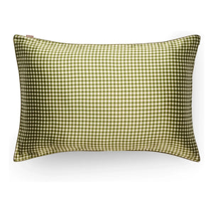 Emily's Pillow - Gingham baskılı dut ipeği yastık kılıfı | Haki