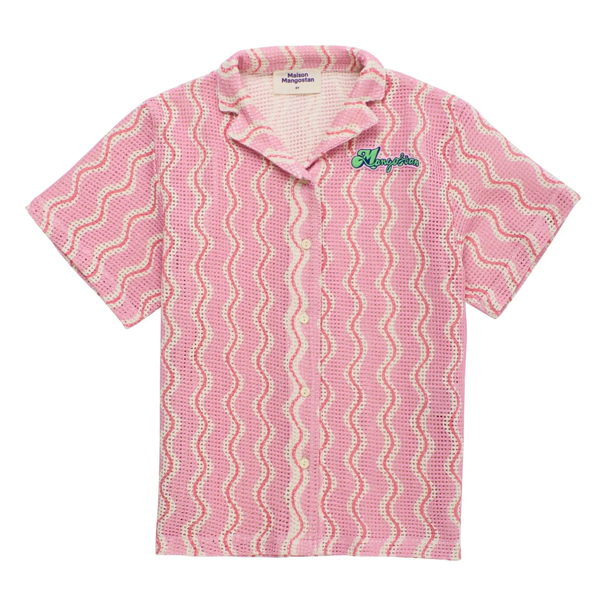 Maison Mangostan - Wellenstrick-Shirt | Rosa