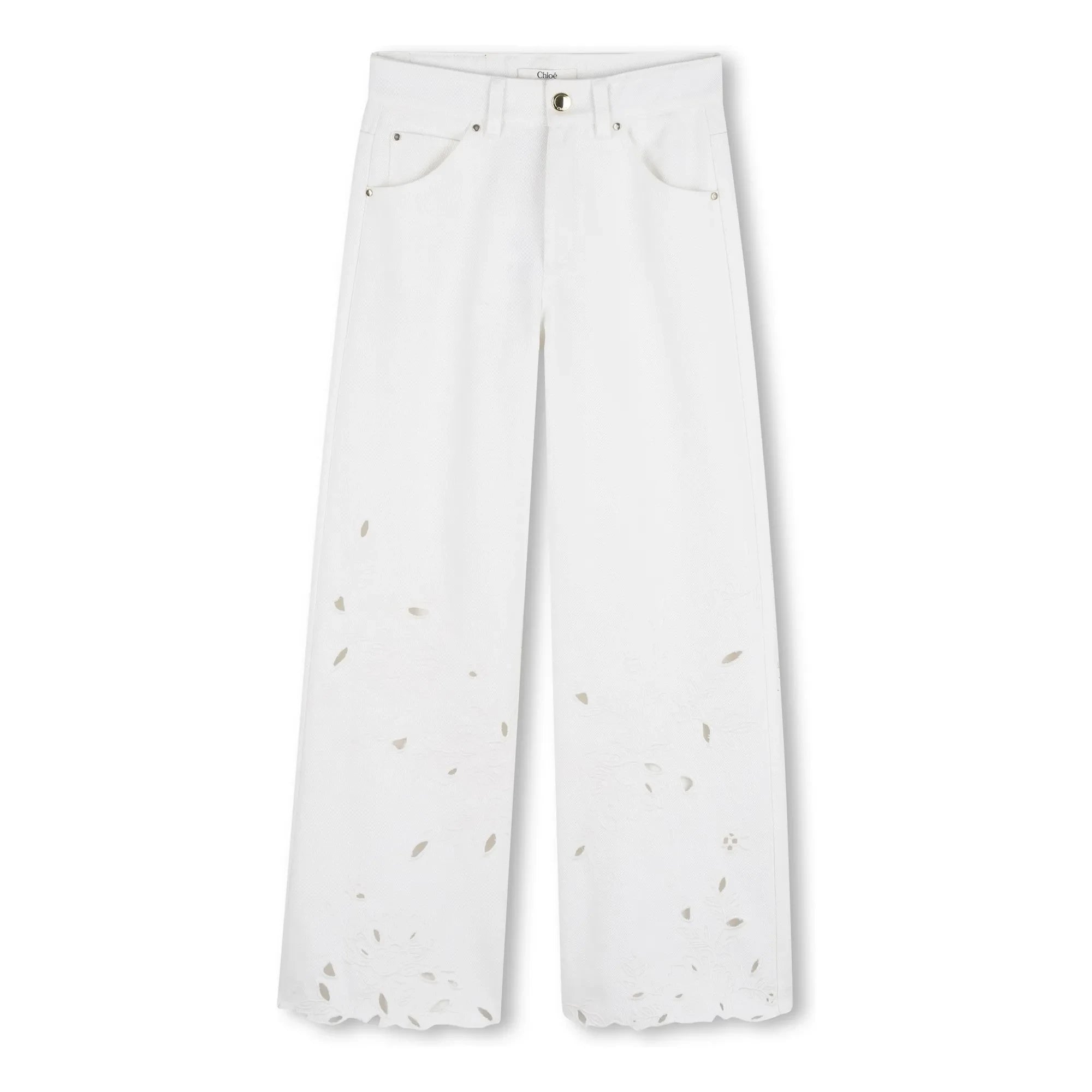 Chloé - Organic cotton embroidered trousers | White
