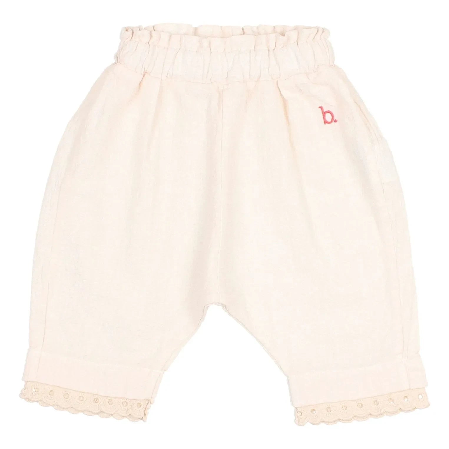 Búho - Organic Cotton Lace Baby Pants | Pale Pink