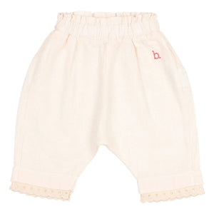 Búho - Organic Cotton Lace Baby Pants | Pale Pink