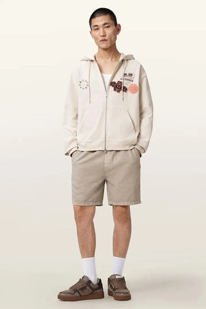 AllSaints капüşonlu, fermuarlı erkek pamuklu sweatshirt PATCHER