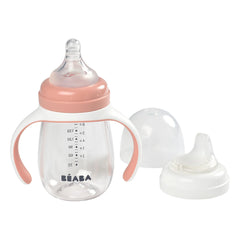 Béaba - 2'si 1 Arada Öğrenme Bebek Biberonu 240 ml | Toz Pembe