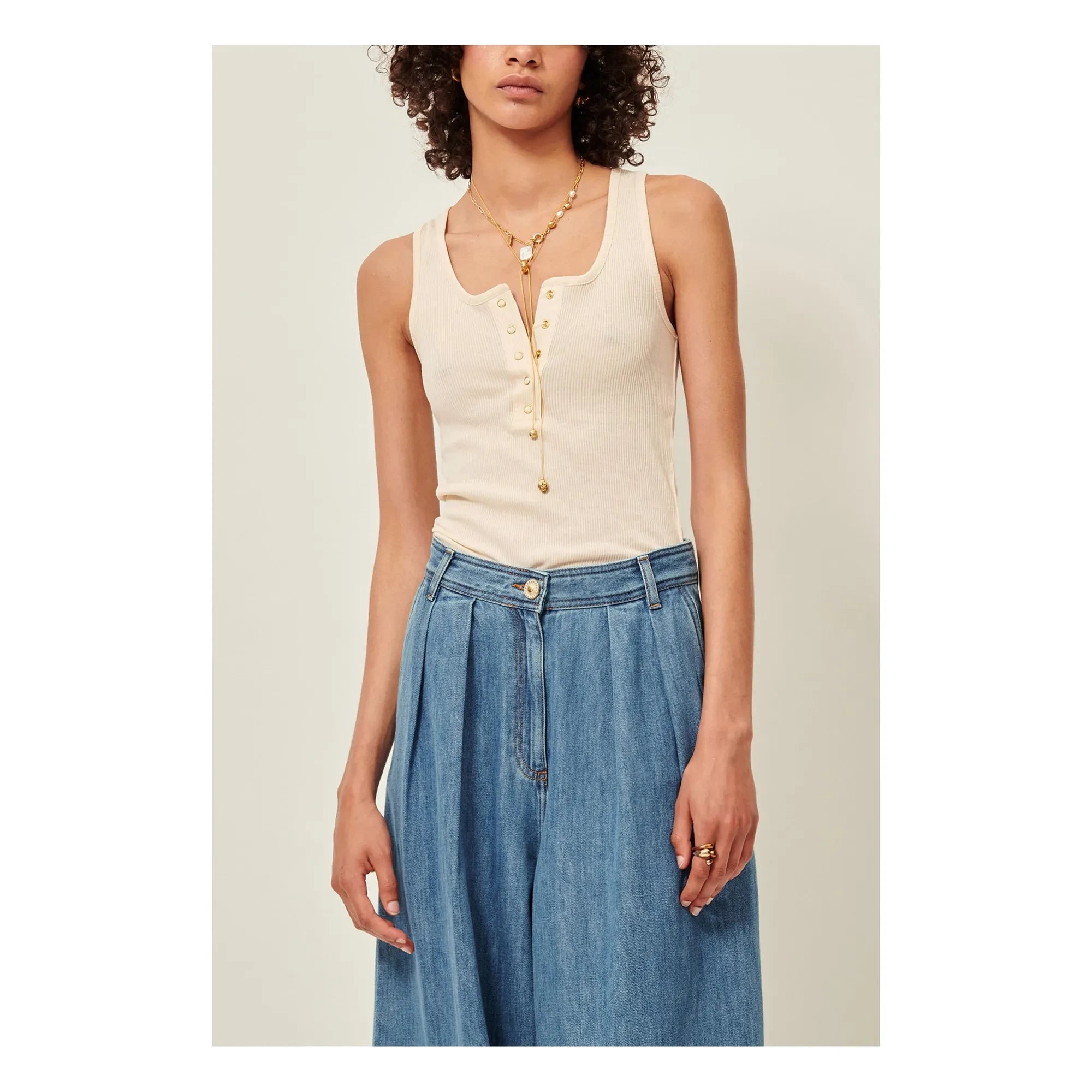 Sessùn - Camargo Spaghetti-Top | Ecru