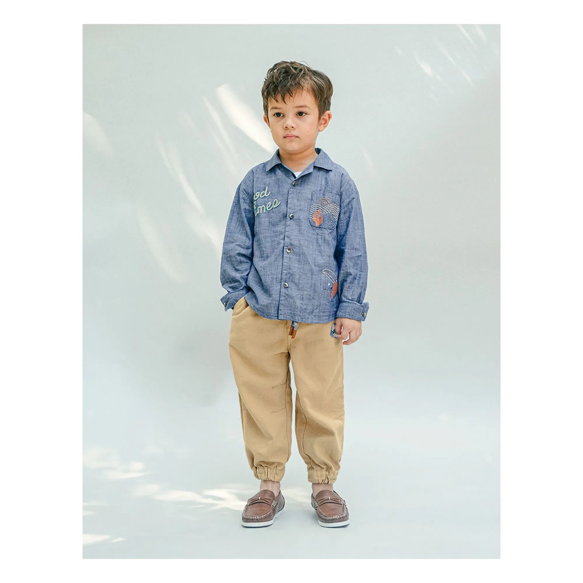 Gingersnaps - Lewis besticktes Chambray-Hemd | Blau