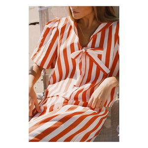The Tiny Big Sister - Sailor Striped Linen and Cotton Blouse | Red