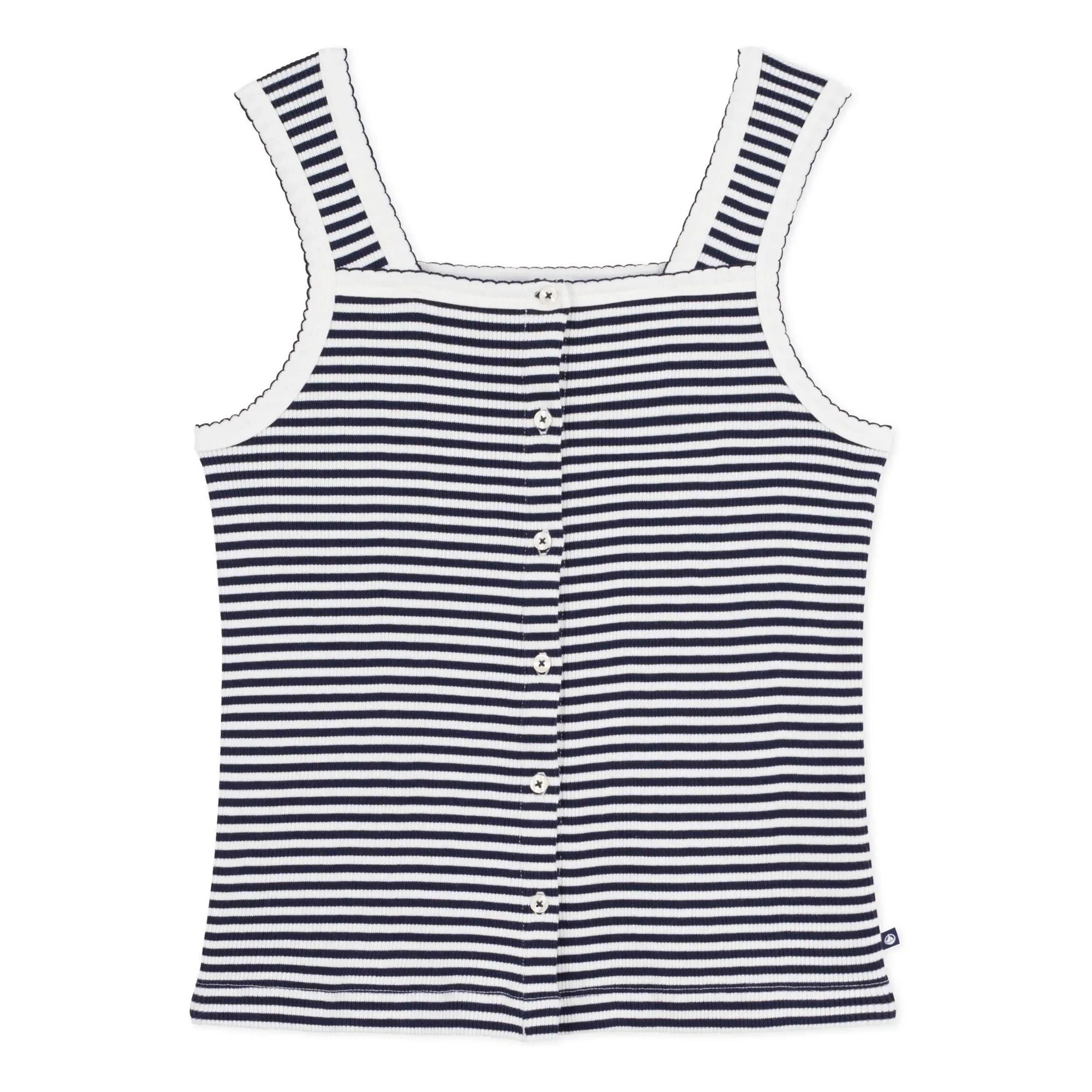Petit Bateau - Striped Ribbed Tank Top | Navy Blue