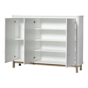 Oliver Furniture - 3-türige Eiche-Kommode mit mehreren Fächern | Weiß