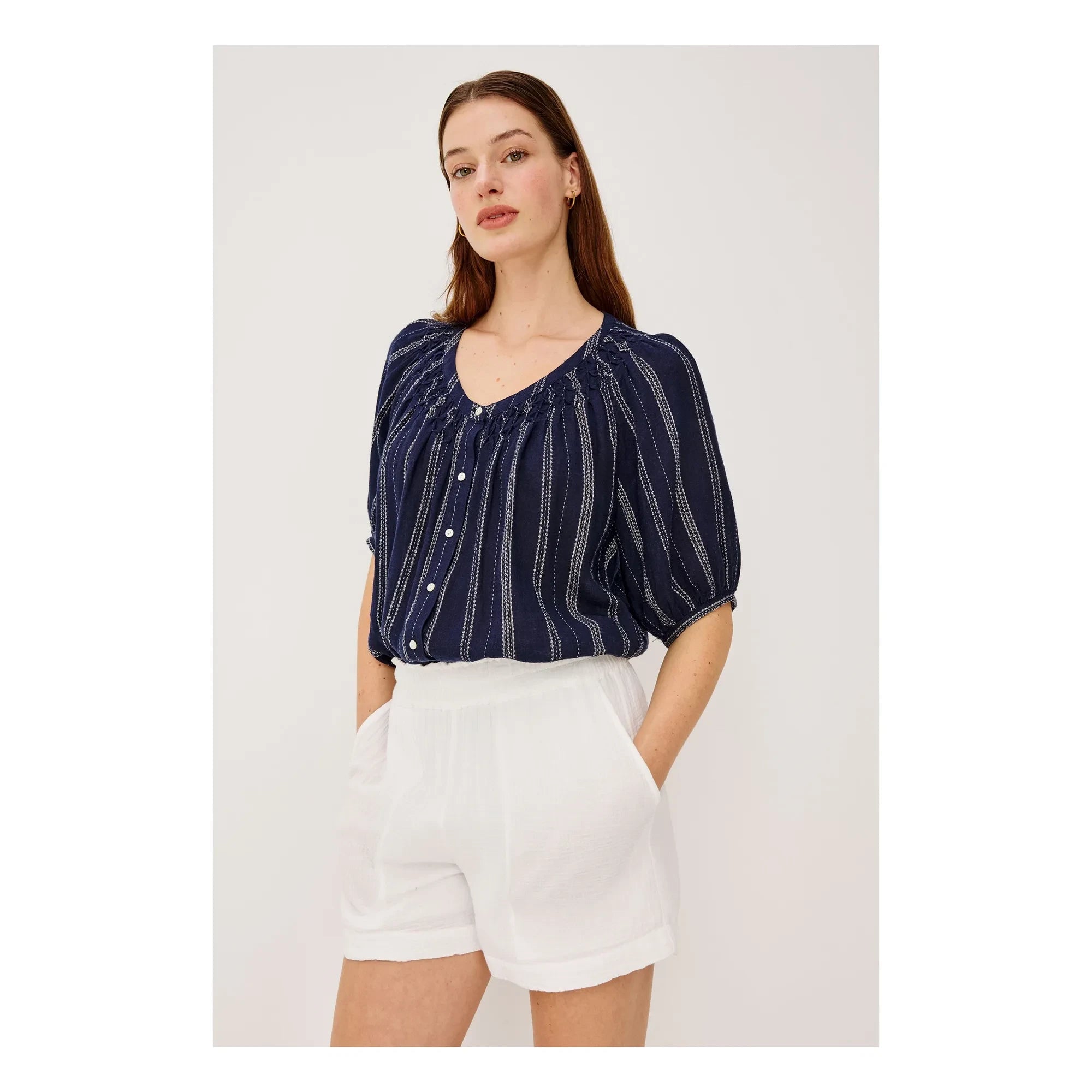 Rails - Striped Blouse Rix | Navy Blue