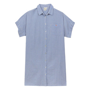 a.p - Gingham Hemdblusenkleid aus Baumwolle | Vichy-Baumwolle, Blau