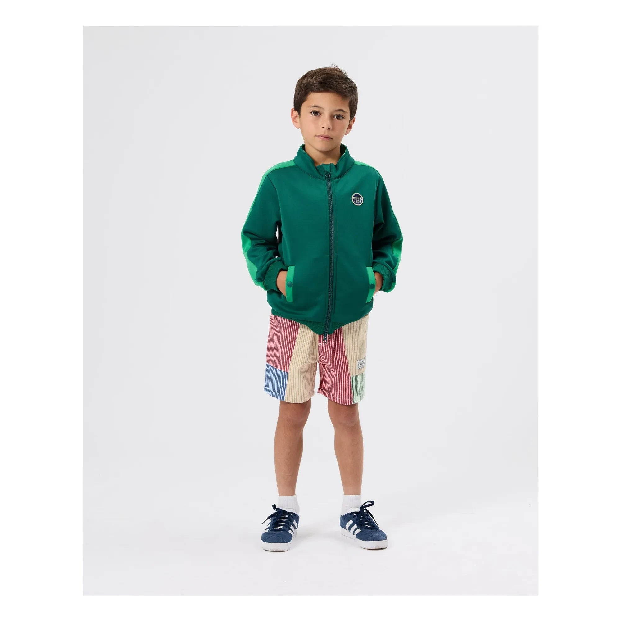 Goldie + Ace - Striped Patched Shorts | Red