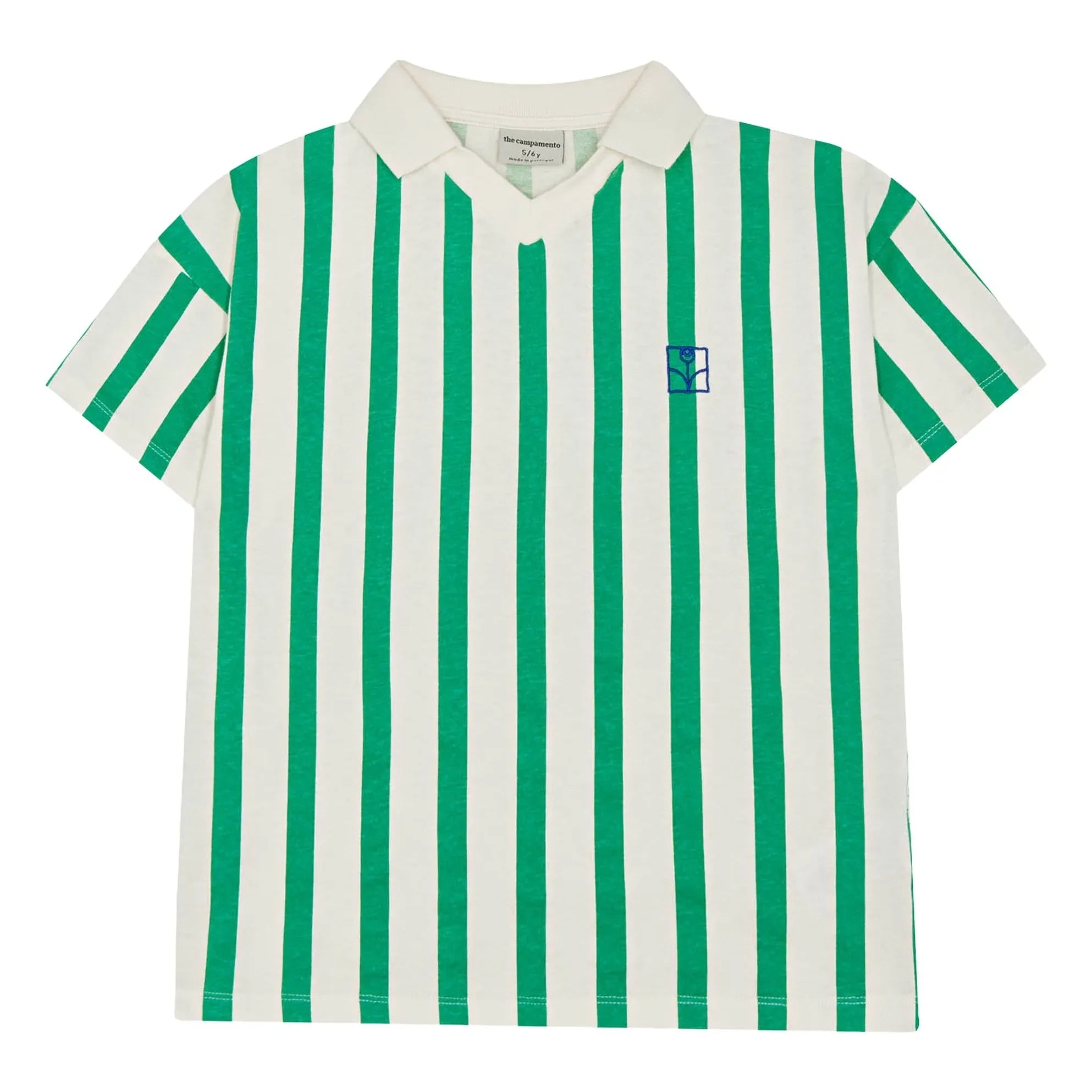The Campamento - Green Oversize Striped Polo Shirt