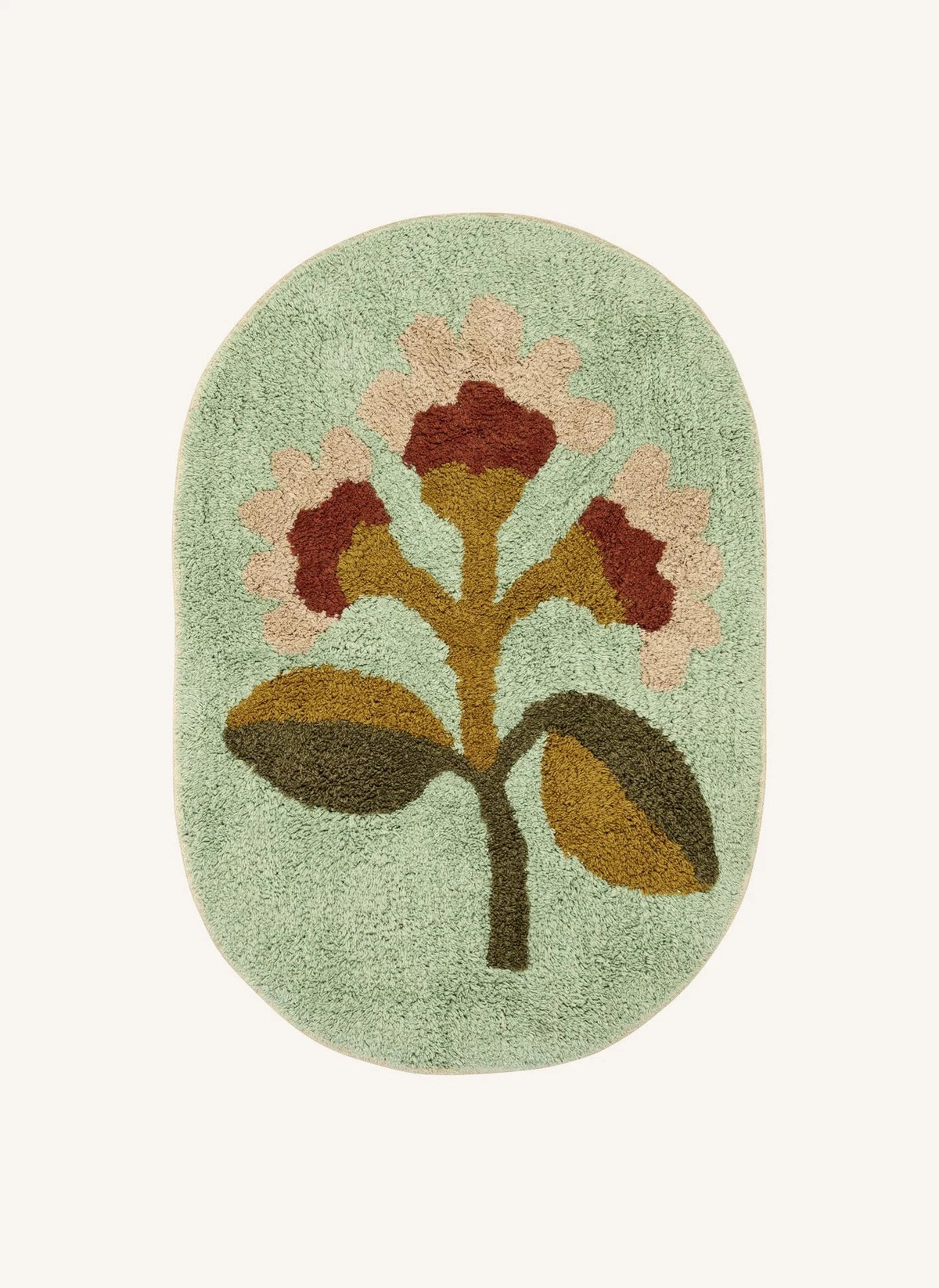 Madam Stoltz - Gemusterter Hochflor-Badevorleger | Minzgrün