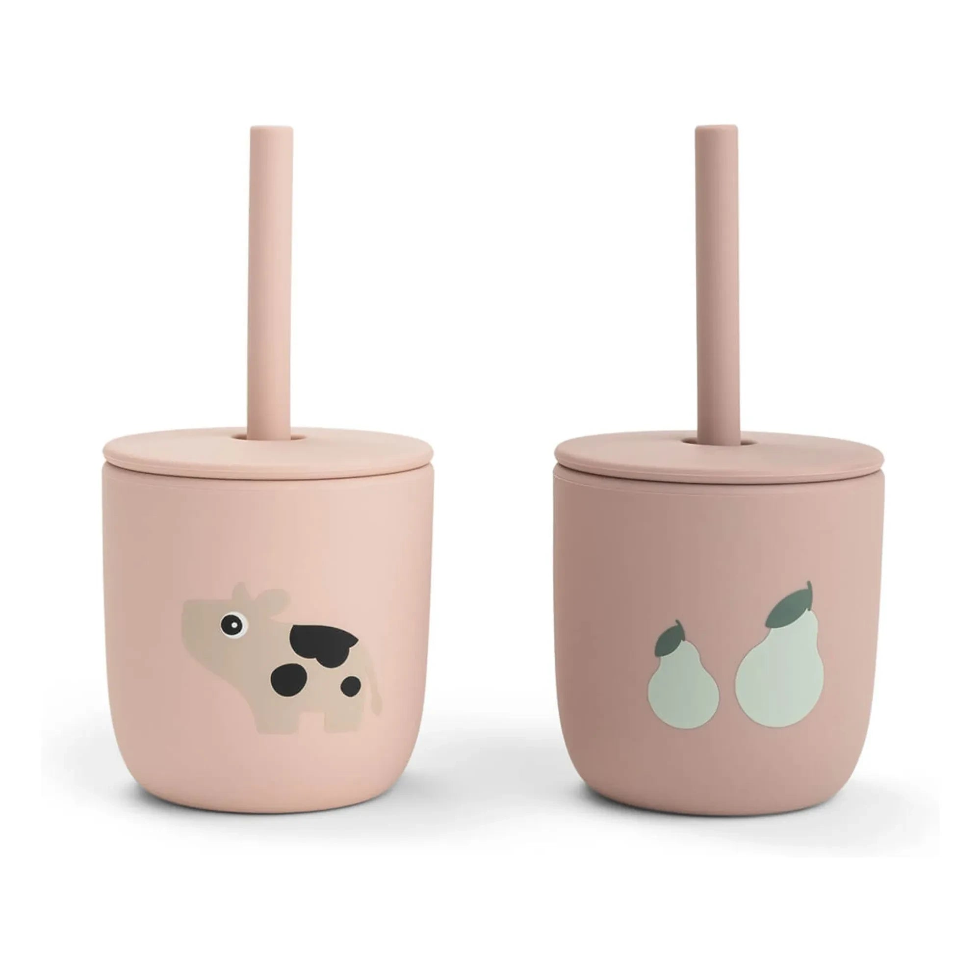 Done by deer - Tiny Farm pipetli bardaklar - 2'li Set | Pembe