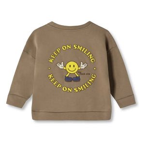 Fliink - Alvin Smiley organik pamuk sweatshirt | Taupe kahverengi