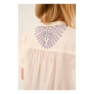 Sacrécoeur - Mayan Taro embroidered blouse Cotton voile | White