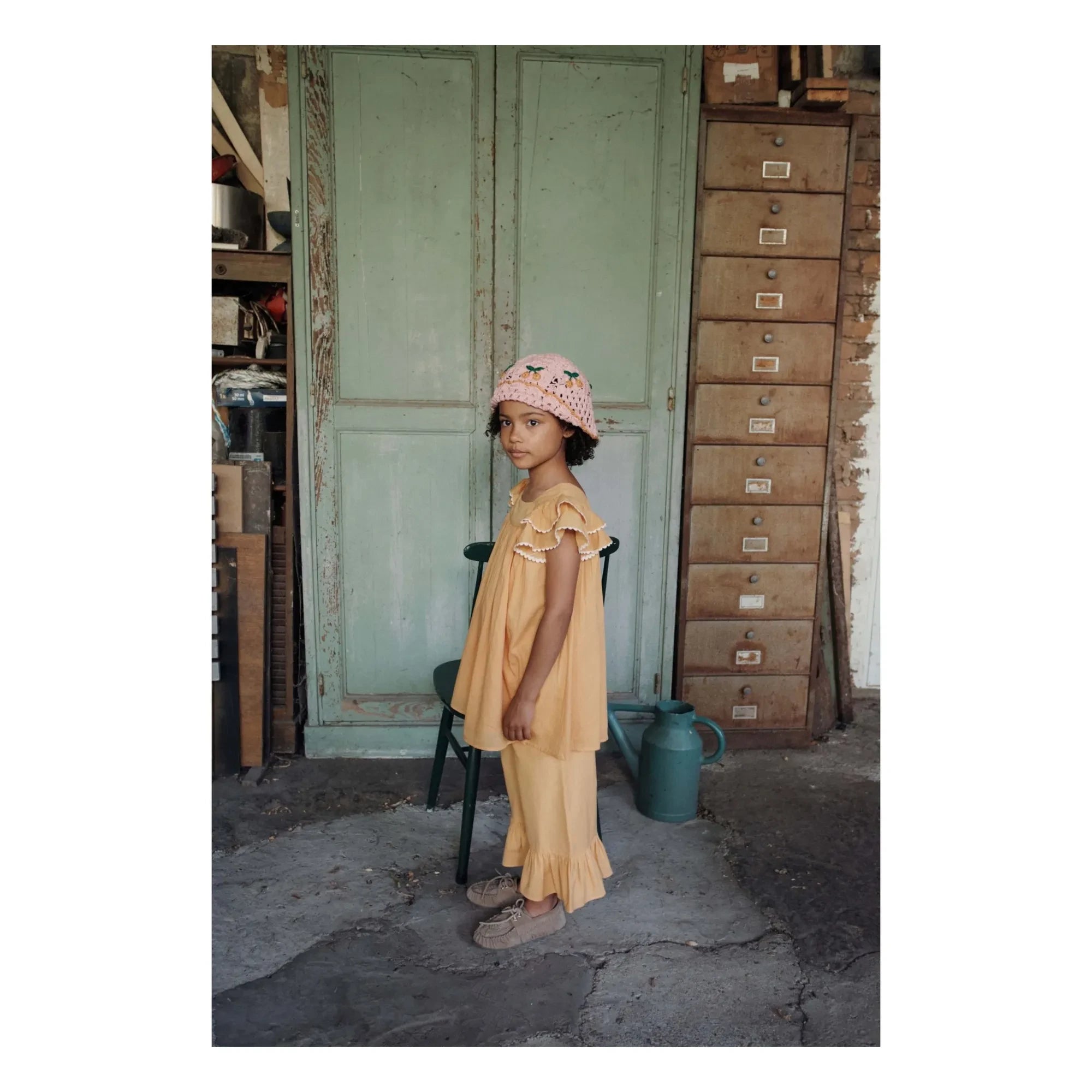 Emile et Ida - Yellow Voile Ruffled Dress