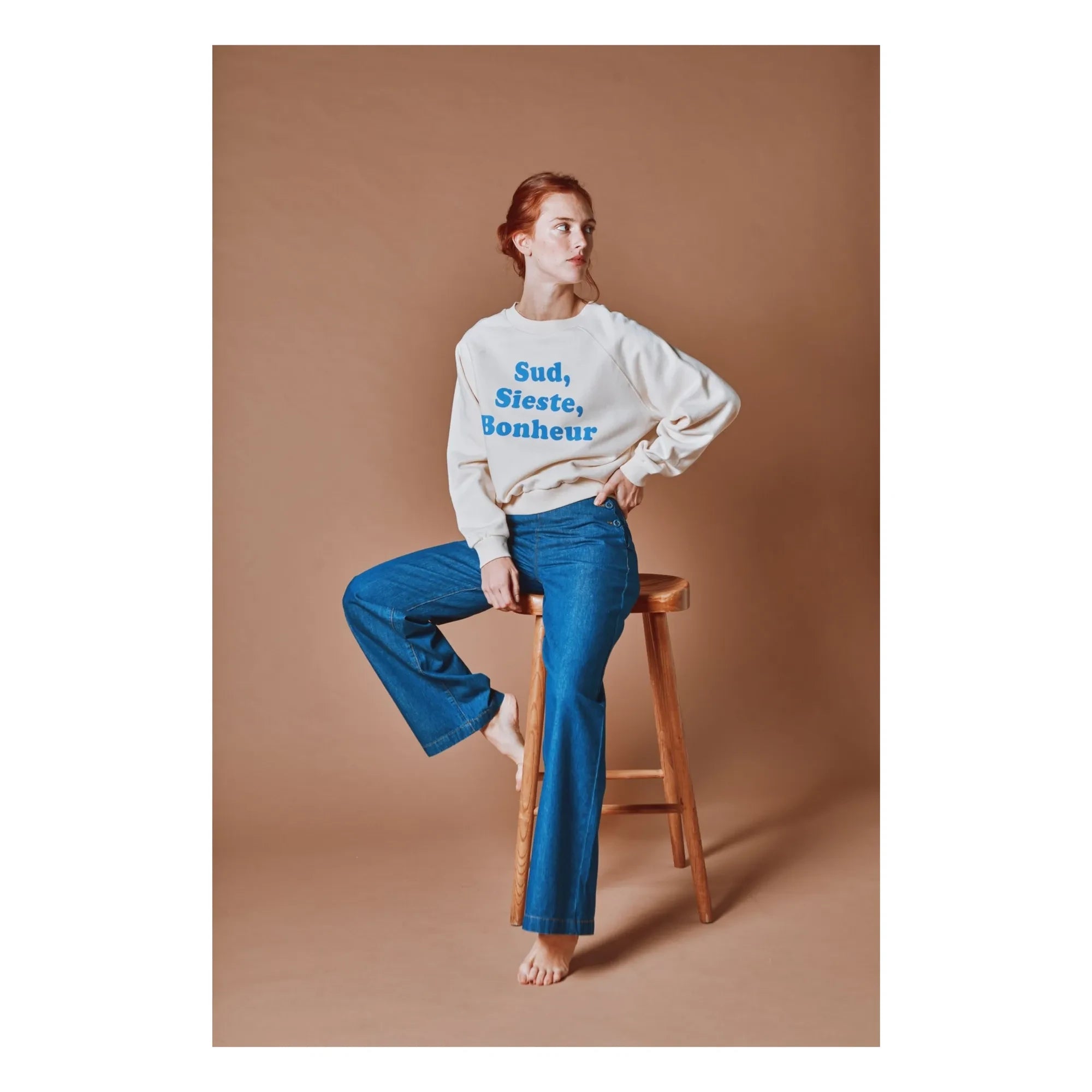 Emile et Ida - Sweat Message Organik pamuk | Krem