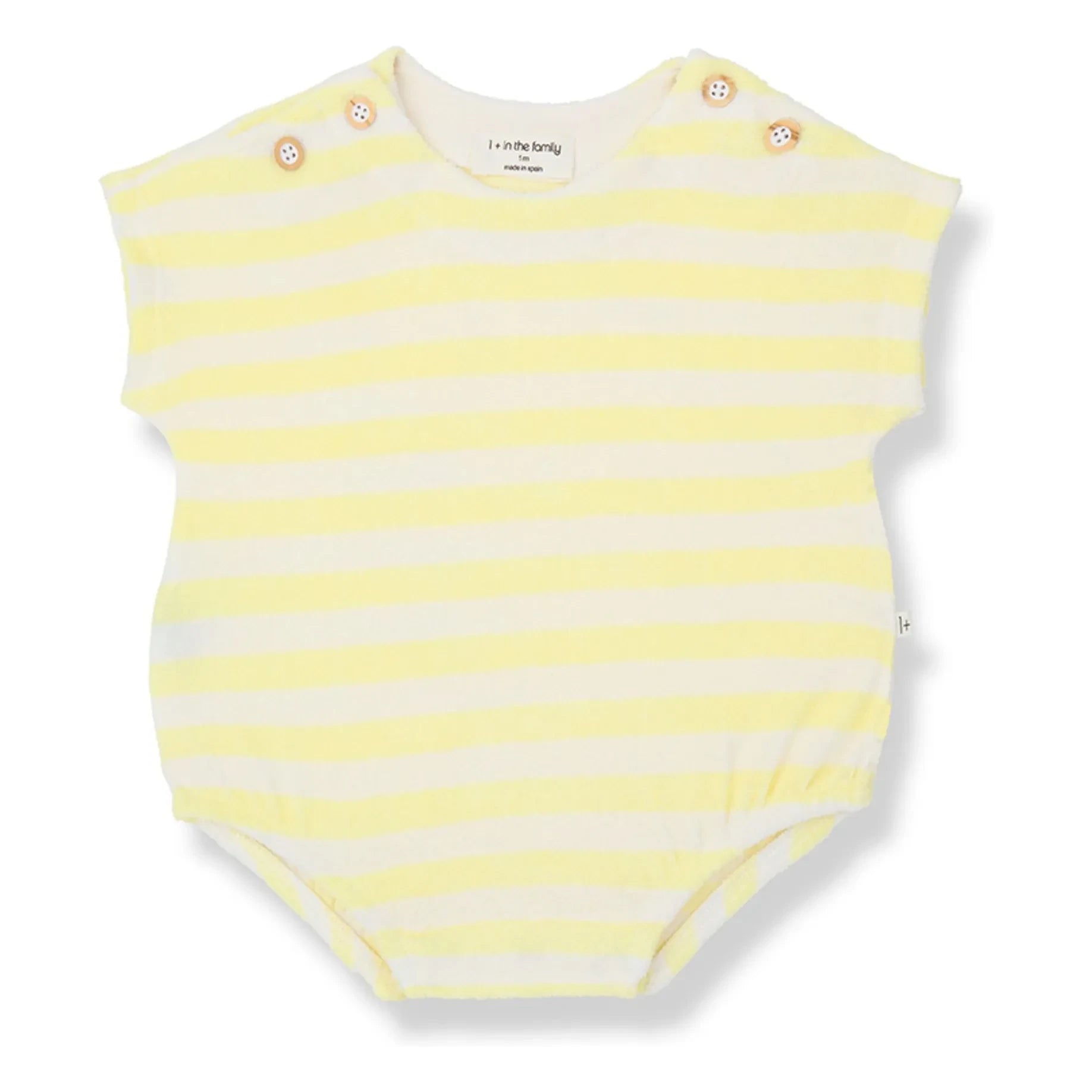 1+ in the family - Romulo striped towel romper | Pale yellow