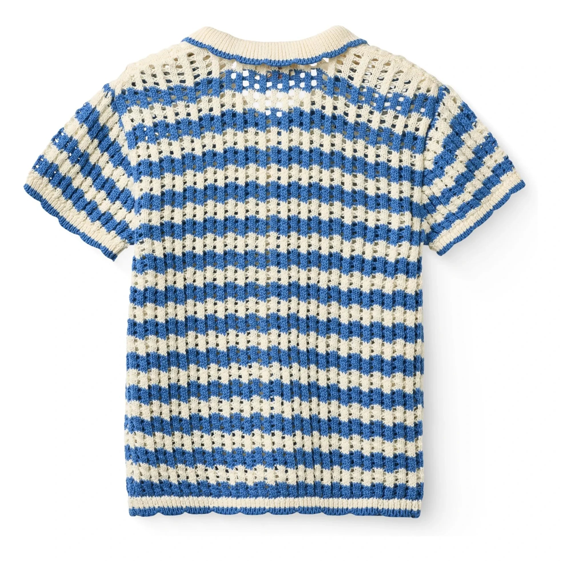 Copenhagen Colors – Häkel-Kurzarm-Cardigan aus Bio-Baumwolle | Azurblau