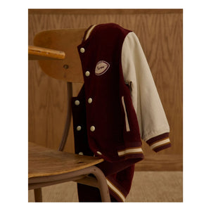Rylee + Cru - Kadife Varsity Bomber Ceket | Bordo