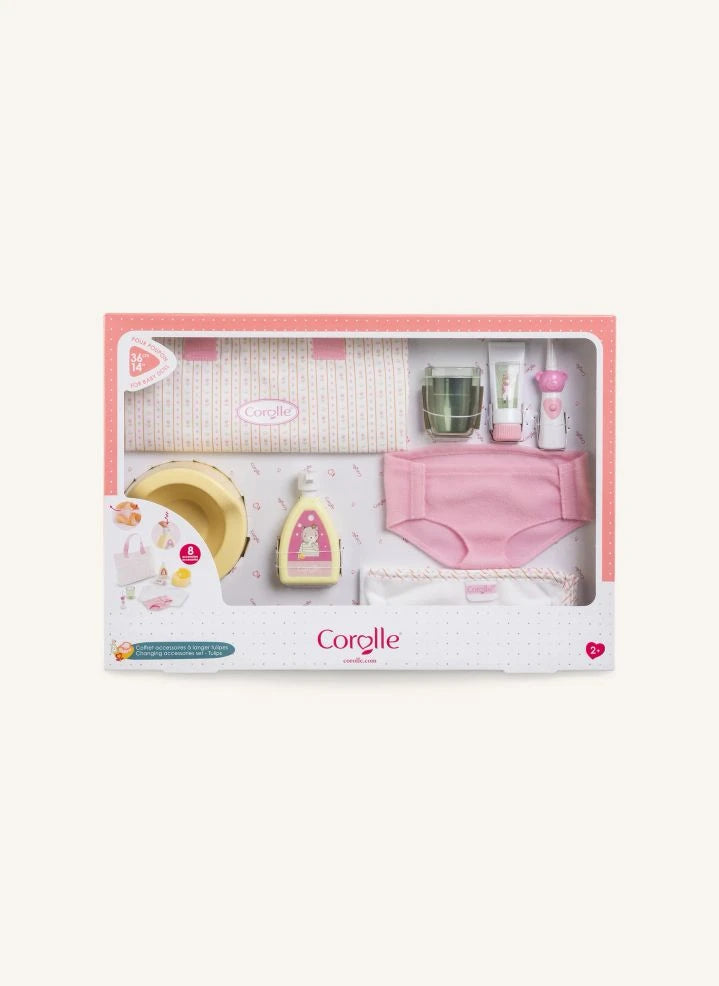Corolle - Tulip Baby Diaper Changing Accessory Set | Pink