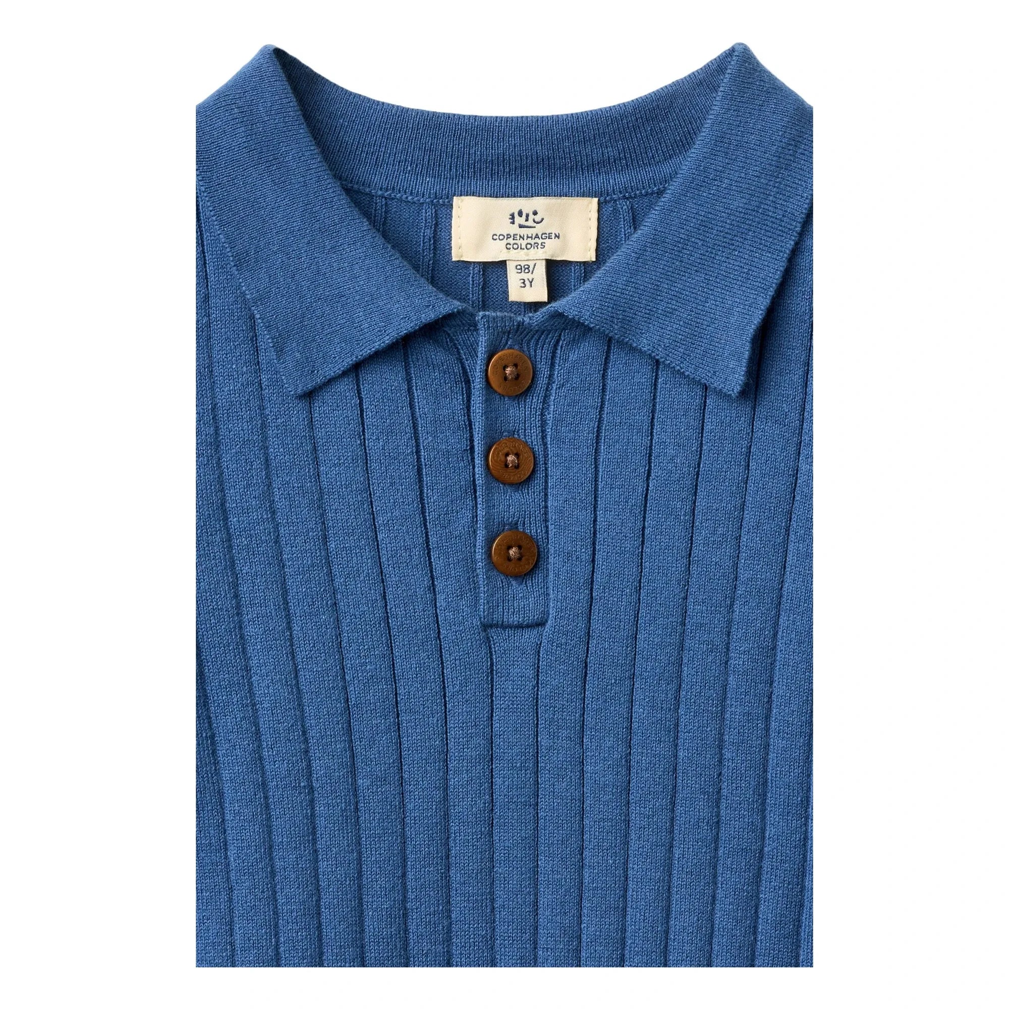 Copenhagen Colors - Ribbed Organic Cotton Polo T-Shirt | Indigo