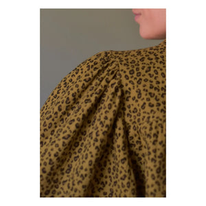 Marlot Paris - Appoline Mini Leopar Desenli Çift Katlı Pamuk Gazlı Bluz - Kadın Koleksiyonu | Kahverengi