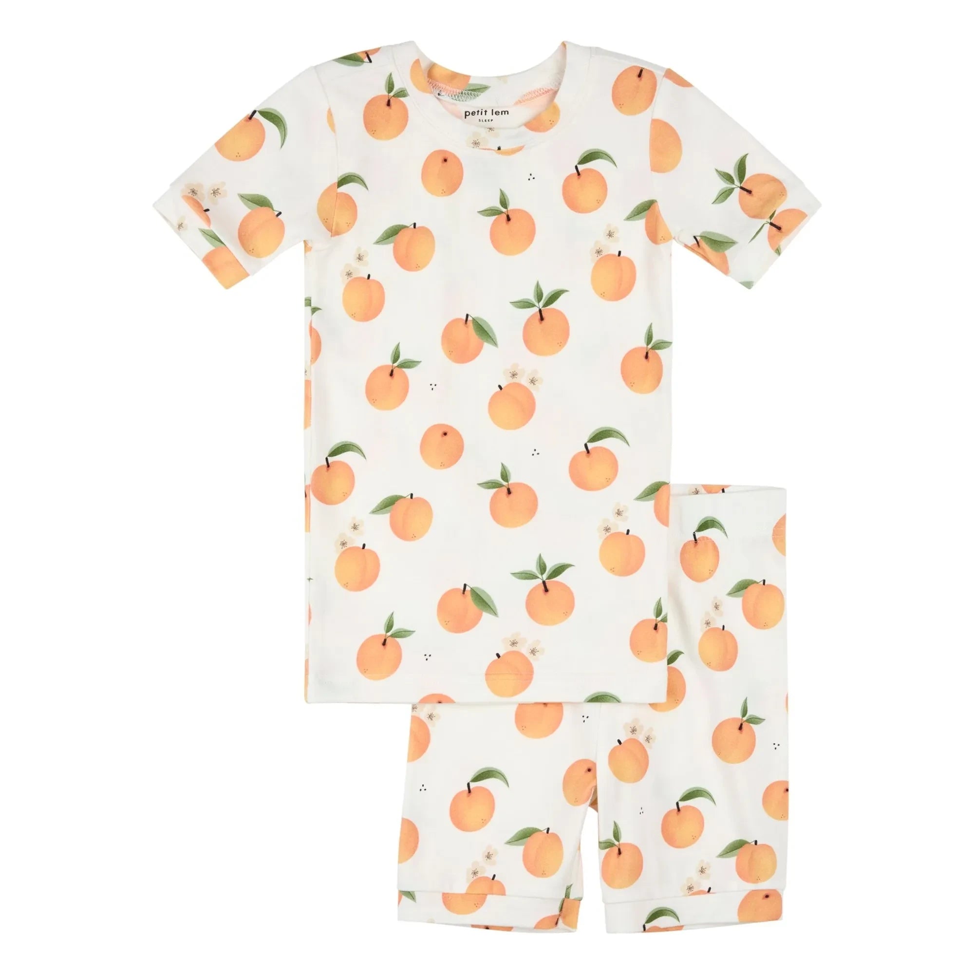 Petit Lem - Schlafanzug Shorts Clementinen Bio-Baumwolle und Modal | Weiß