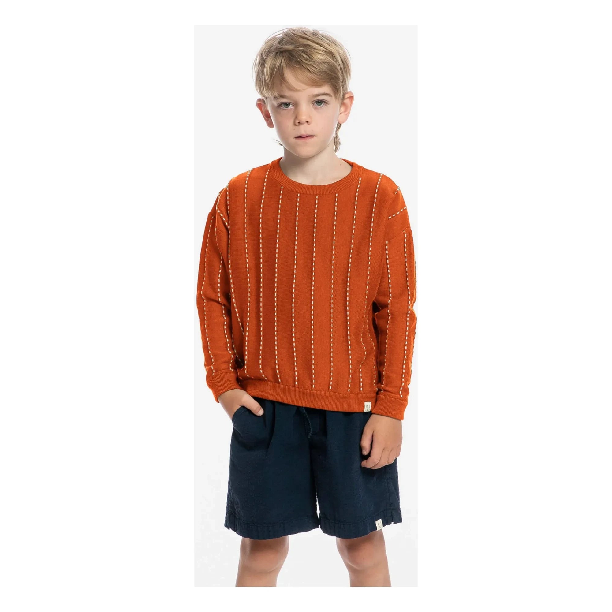 Matona - Striped Organic Cotton Sweater | Dark Blue