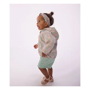 Petit Bateau - Floral Print Windbreaker Recycled Fiber Doll | Turquoise