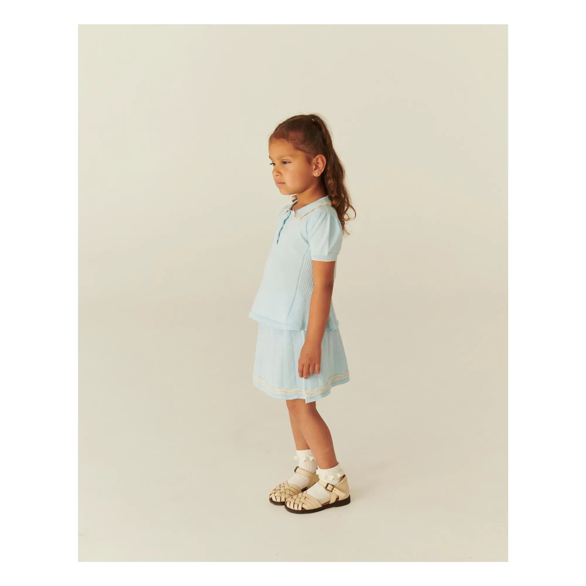 Copenhagen Colors - Organic Cotton Polo Shirt with Dotted Collar Detail | Ice Blue