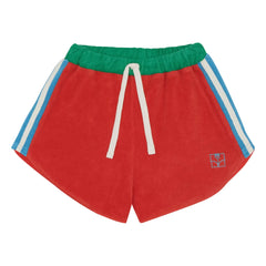 The Campamento - Retro Terry Shorts with Contrast Stripes | Red