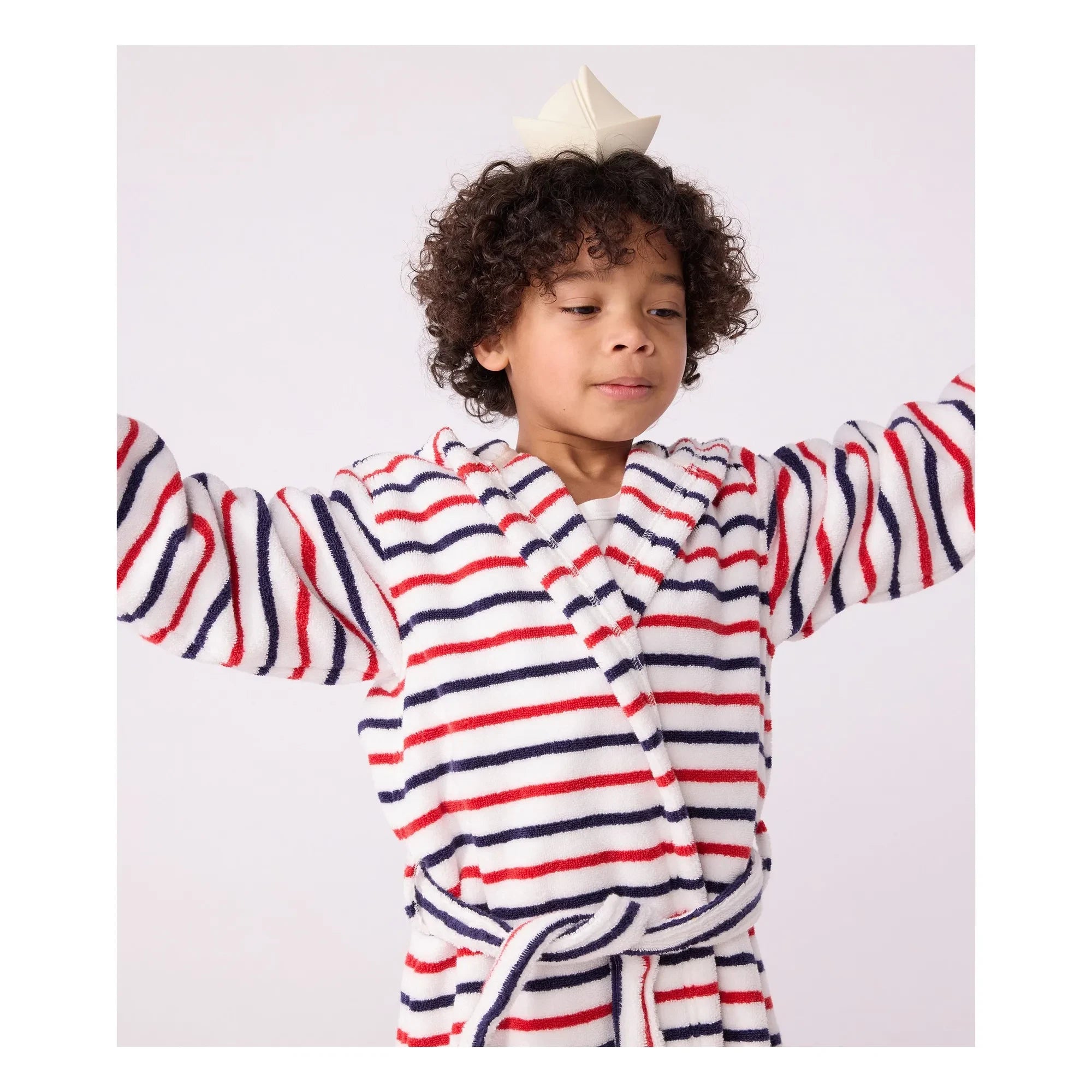 Petit Bateau - Gestreifter Bademantel | Weiß