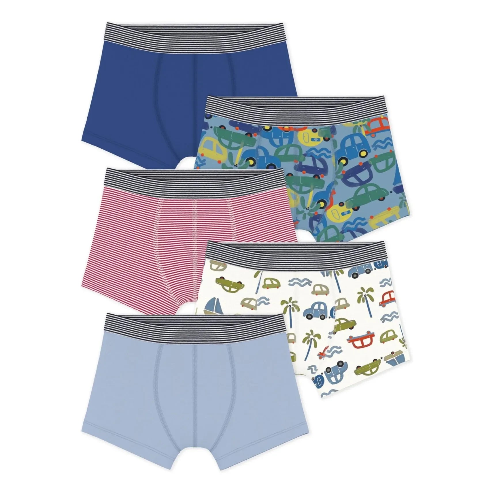 Petit Bateau - Set of 5 Boxer Cars | Blue